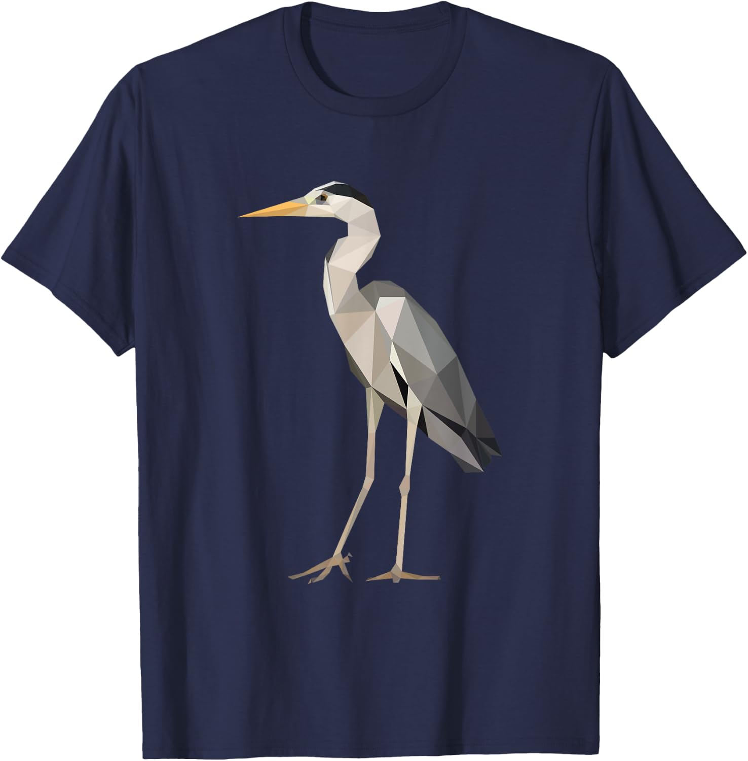 Poly Heron Wildlife Bird Birdwatcher T-Shirt - T-Shirt | Navy