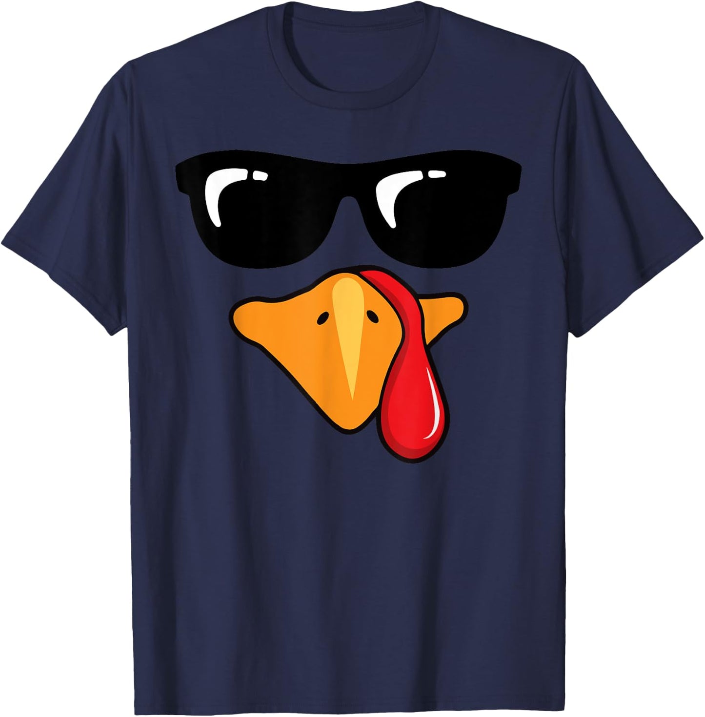 Coolest Turkey Face Funny Thanksgiving Day for Kids T-Shirt - T-Shirt | Navy