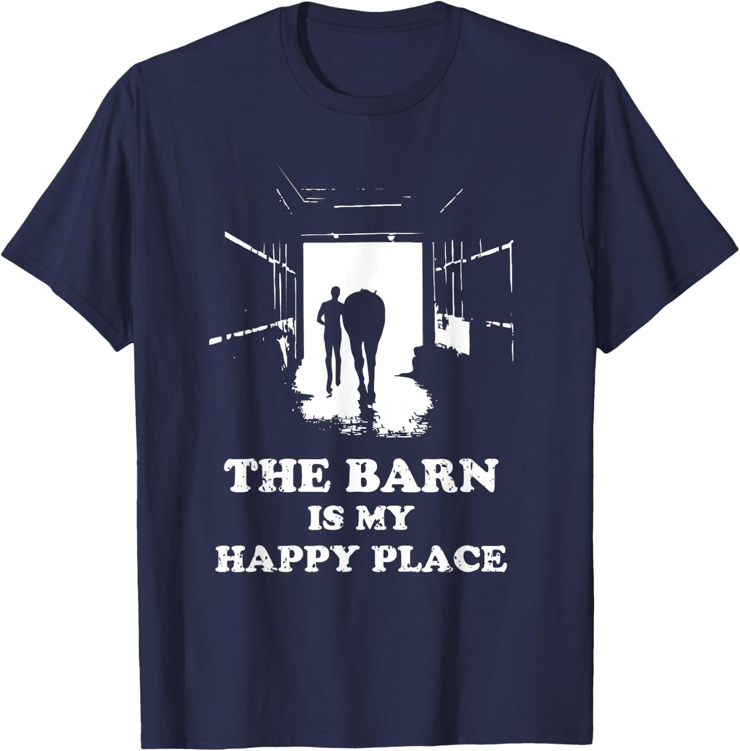 The Barn Is My Happy Place Horse Lover Men Kids T-Shirt - T-Shirt | Navy