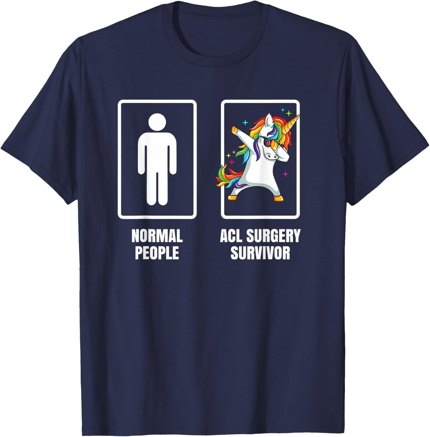 Dabbing Unicorn ACL Knee Surgery Survivor Recovery Get Well T-Shirt - T-Shirt | Navy