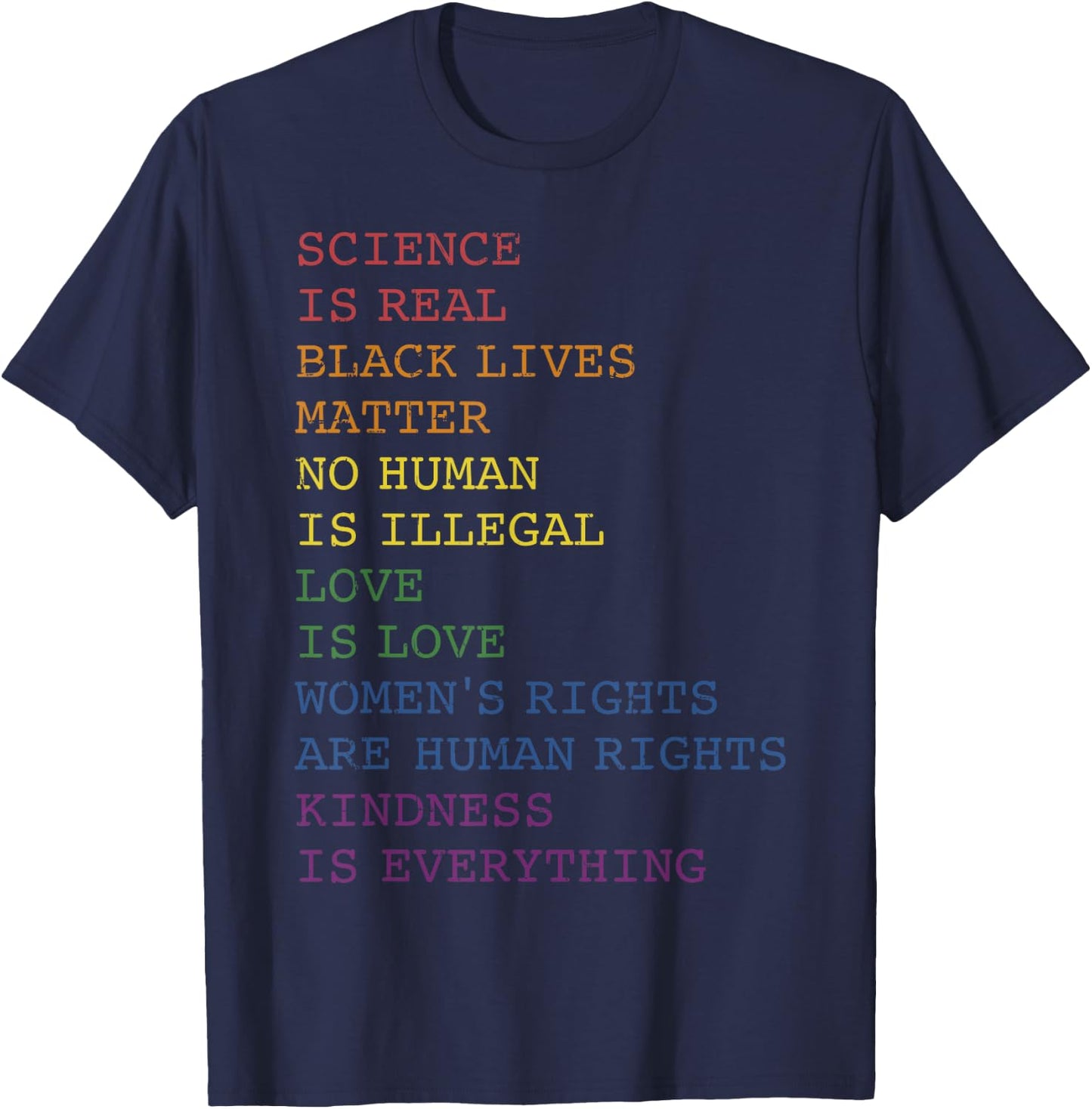 Science love kindness rainbow flag for gay and lesbian pride T-Shirt - T-Shirt | Navy