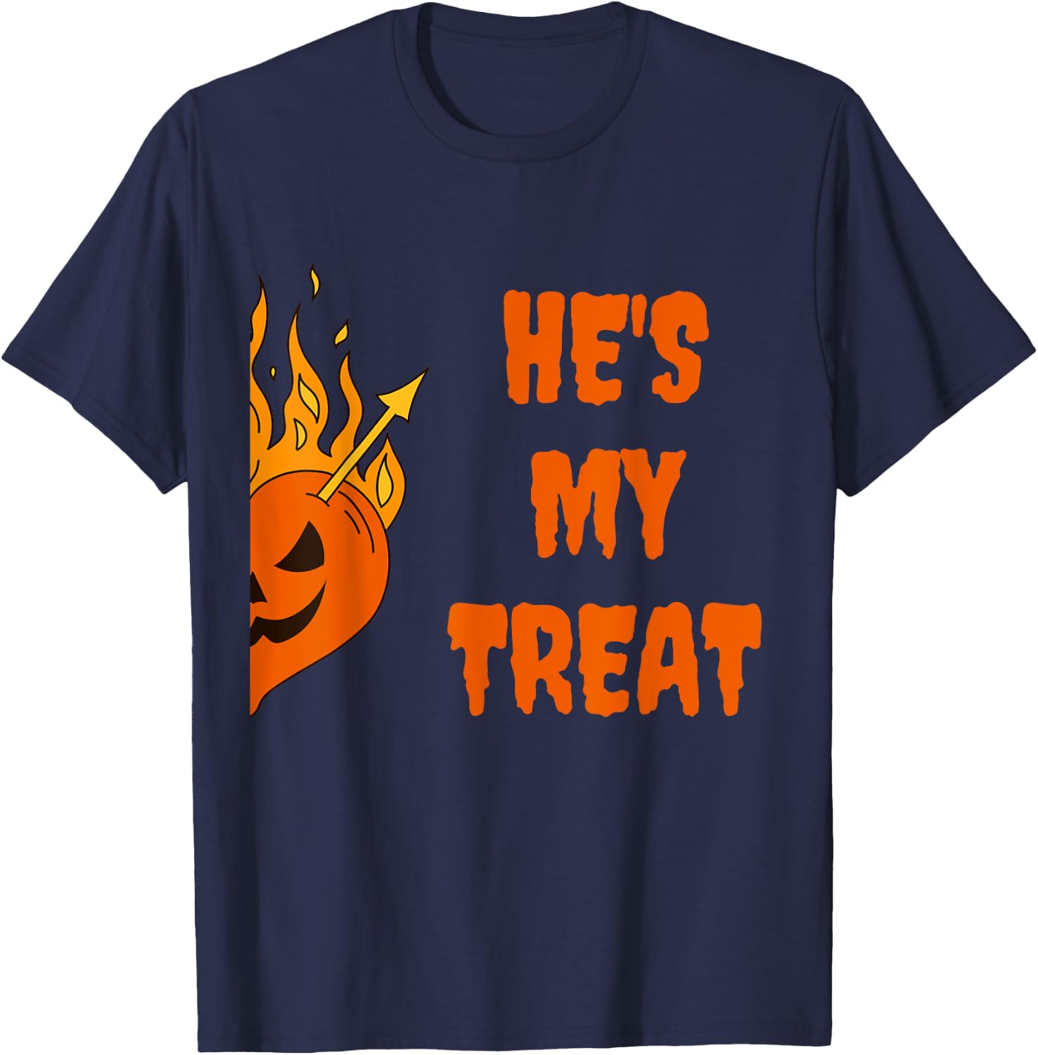 He's My Treat She's My Trick Halloween Matching Set Couples T-Shirt - T-Shirt | Navy