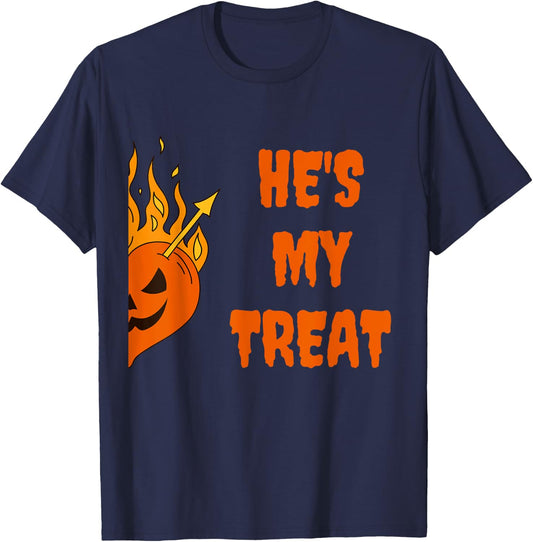 He's My Treat She's My Trick Halloween Matching Set Couples T-Shirt - T-Shirt | Navy