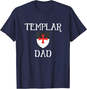Knights Templar Dad Shield Medieval Seal T-Shirt - T-Shirt | Navy
