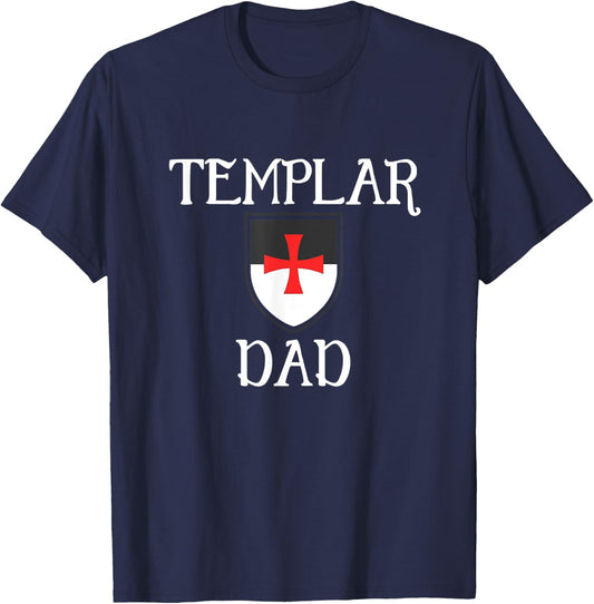 Knights Templar Dad Shield Medieval Seal T-Shirt - T-Shirt | Navy