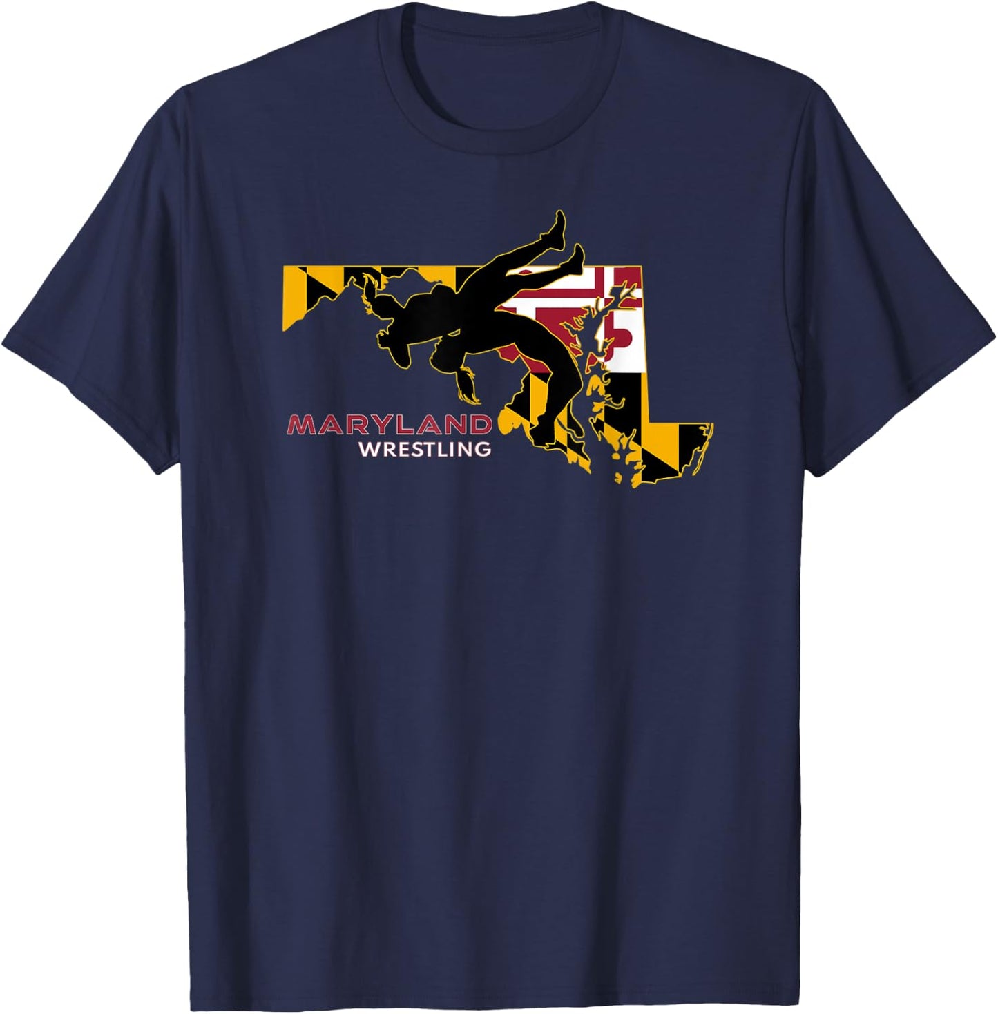 Maryland High School Girls Wrestling Marylander State Flag T-Shirt - T-Shirt | Navy