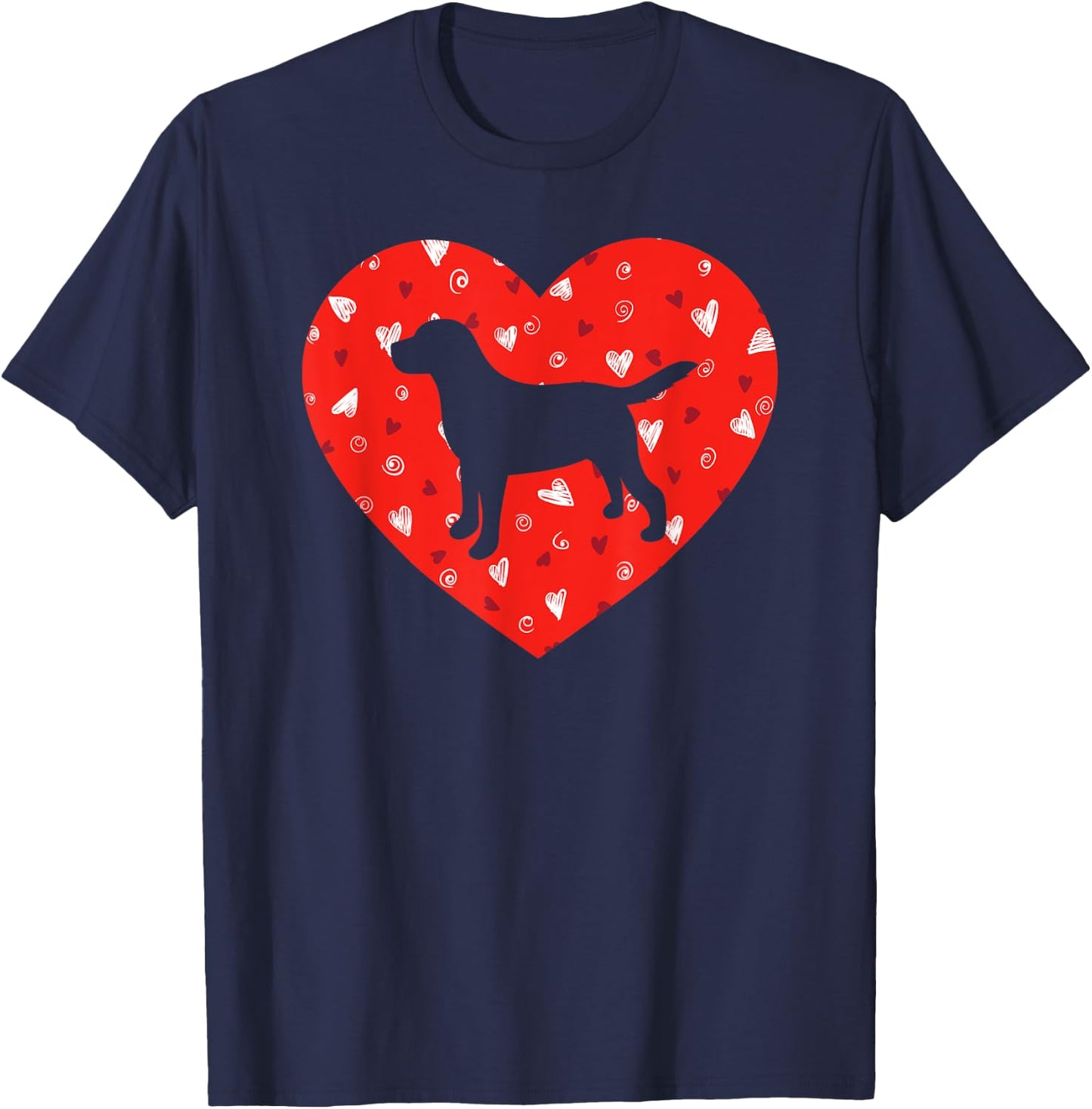 Black Yellow Chocolate Lab Heart Valentine's Day Labrador T-Shirt - T-Shirt | Navy