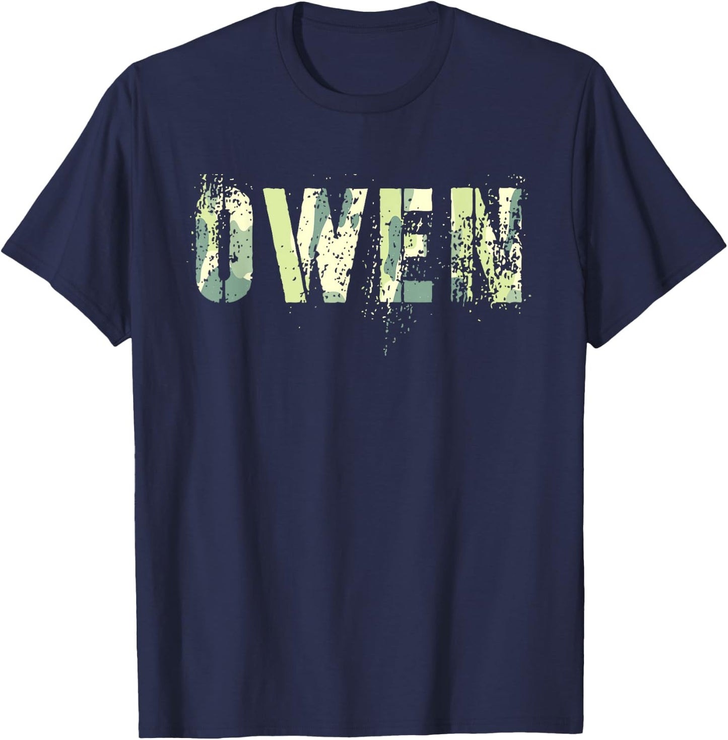 Personalized Name OWEN Camo Boy Military Birthday Father Son T-Shirt - T-Shirt | Navy