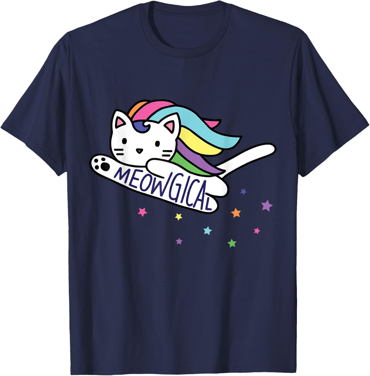 Meowgical Caticorn Cat Unicorn Kittycorn T-Shirt - T-Shirt | Navy