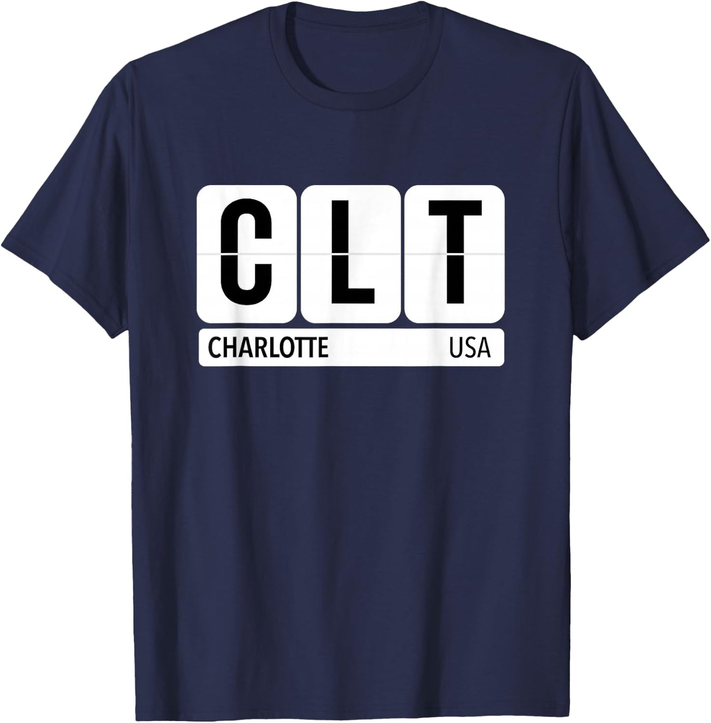 CLT Charlotte NC USA Travel Souvenir Black Text T-Shirt - T-Shirt | Navy