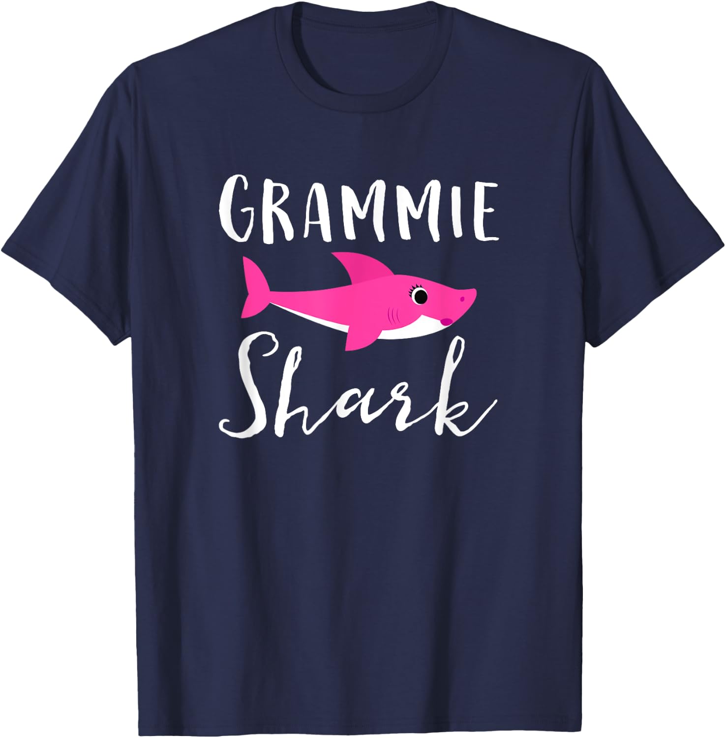 Grammie Shark Grandma Grandmother Pink Shark Graphic T-Shirt - T-Shirt | Navy