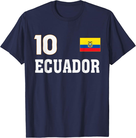 Ecuador Flag Number 10 Shield Emblem National Pride T-Shirt - T-Shirt | Navy
