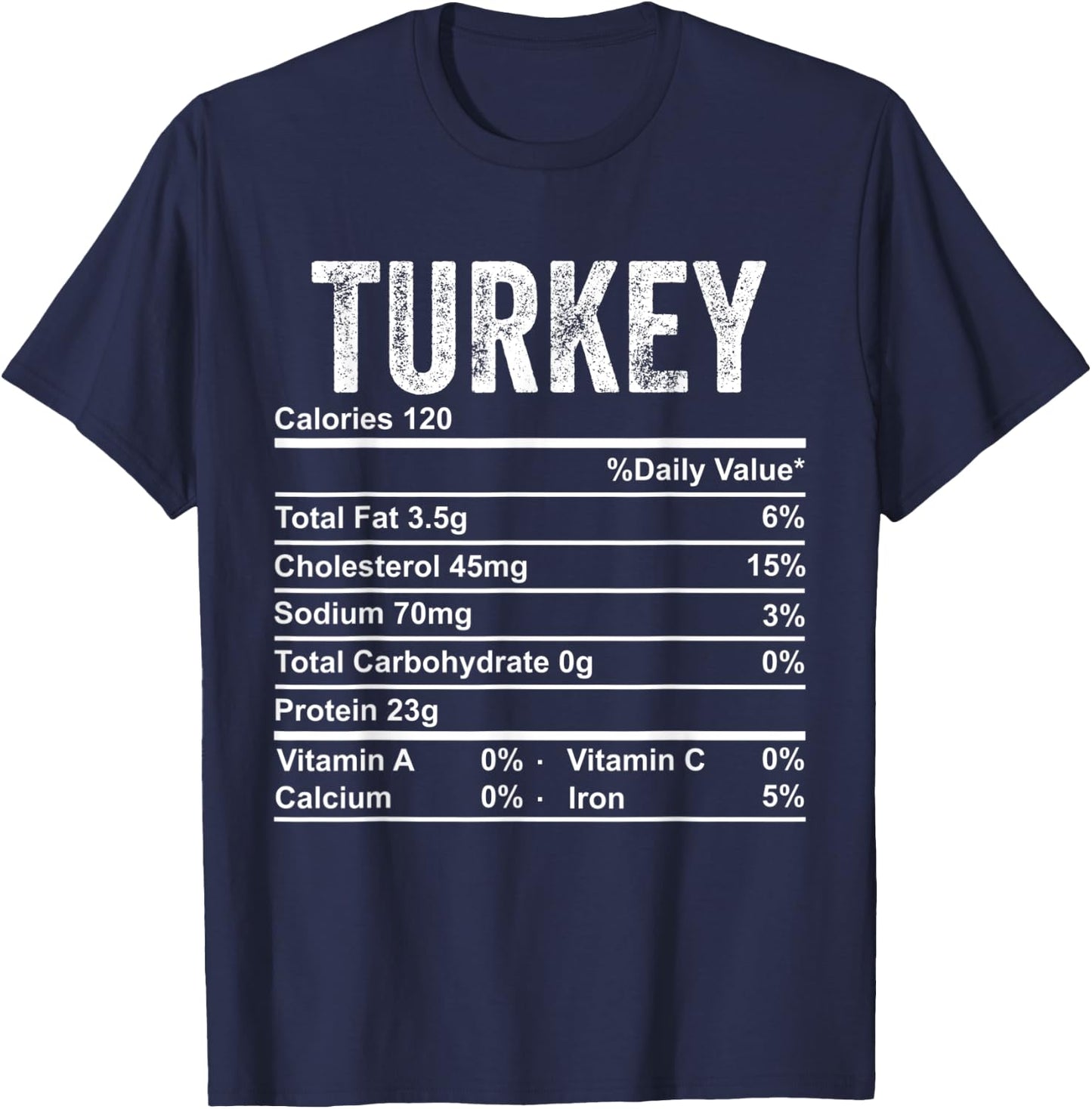 Turkey Nutrition Facts Thanksgiving Food Funny Gravy Turkey T-Shirt - T-Shirt | Navy