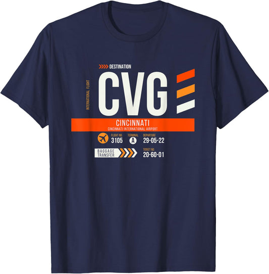 Vintage Cincinnati CVG Airport Code Travel Day Retro Travel T-Shirt - T-Shirt | Navy