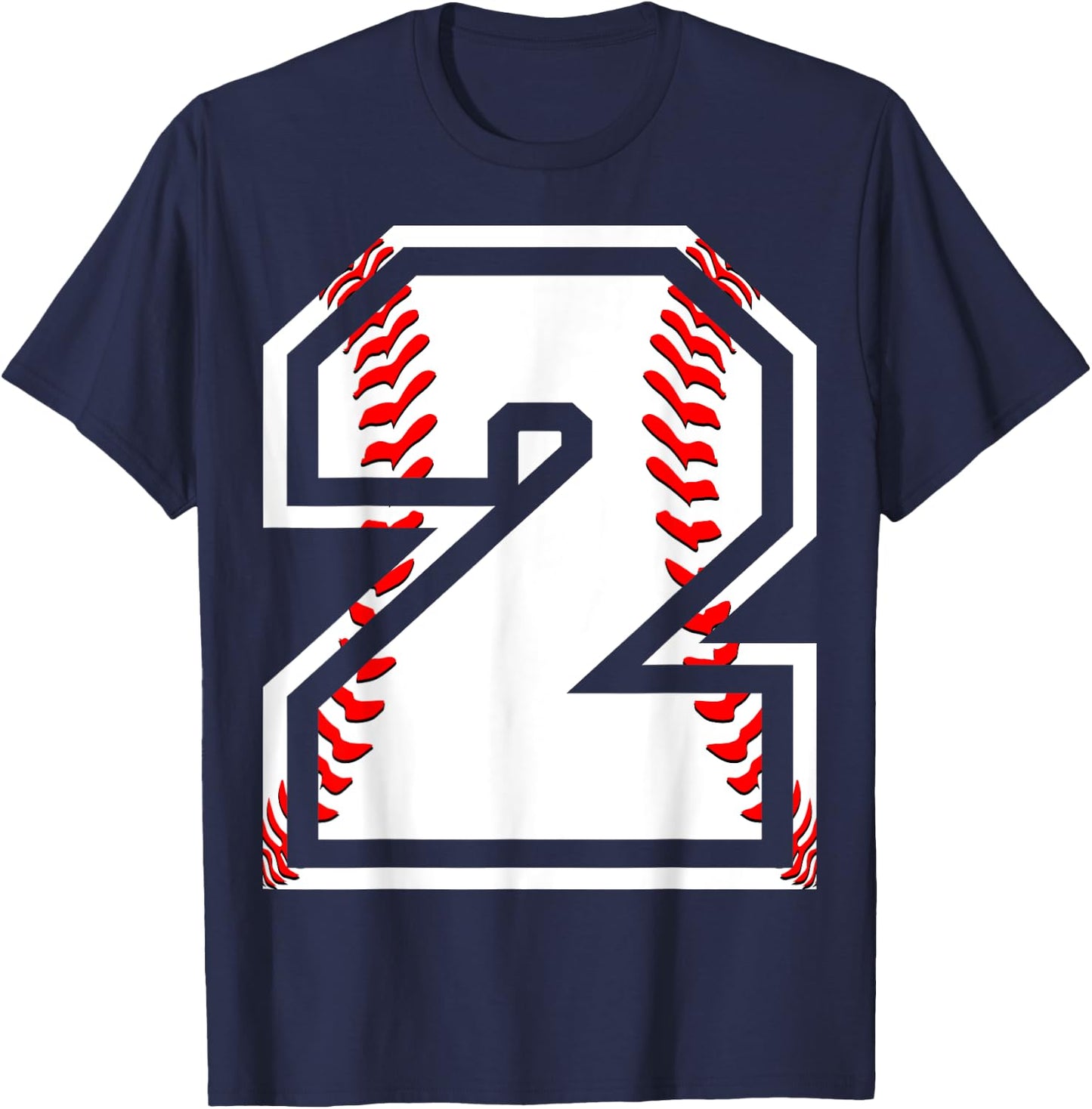 Kids 2nd Birthday Sports Gift - Number 2 Baseball Theme Gift T-Shirt - T-Shirt | Navy