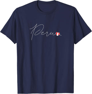 Perú Simple Love Peruvian Flag Heart on Peru T-Shirt - T-Shirt | Navy