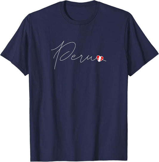 Perú Simple Love Peruvian Flag Heart on Peru T-Shirt - T-Shirt | Navy