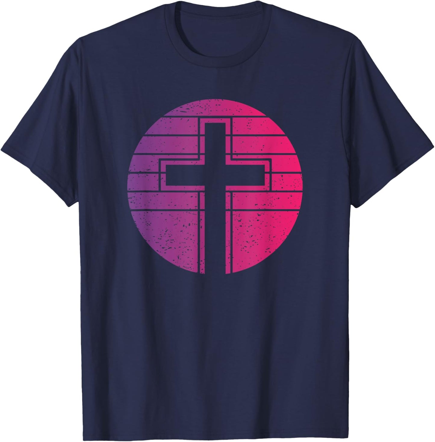Jesus Cross Retro Style Vintage T-Shirt - T-Shirt | Navy
