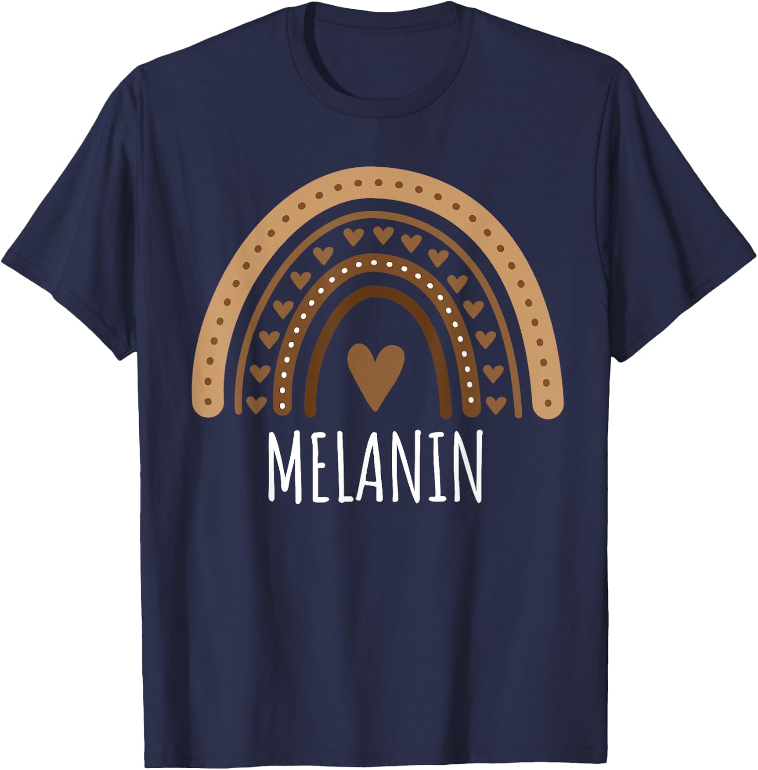 Melanin Rainbow Heart BHM girls Black History Month T-Shirt - T-Shirt | Navy