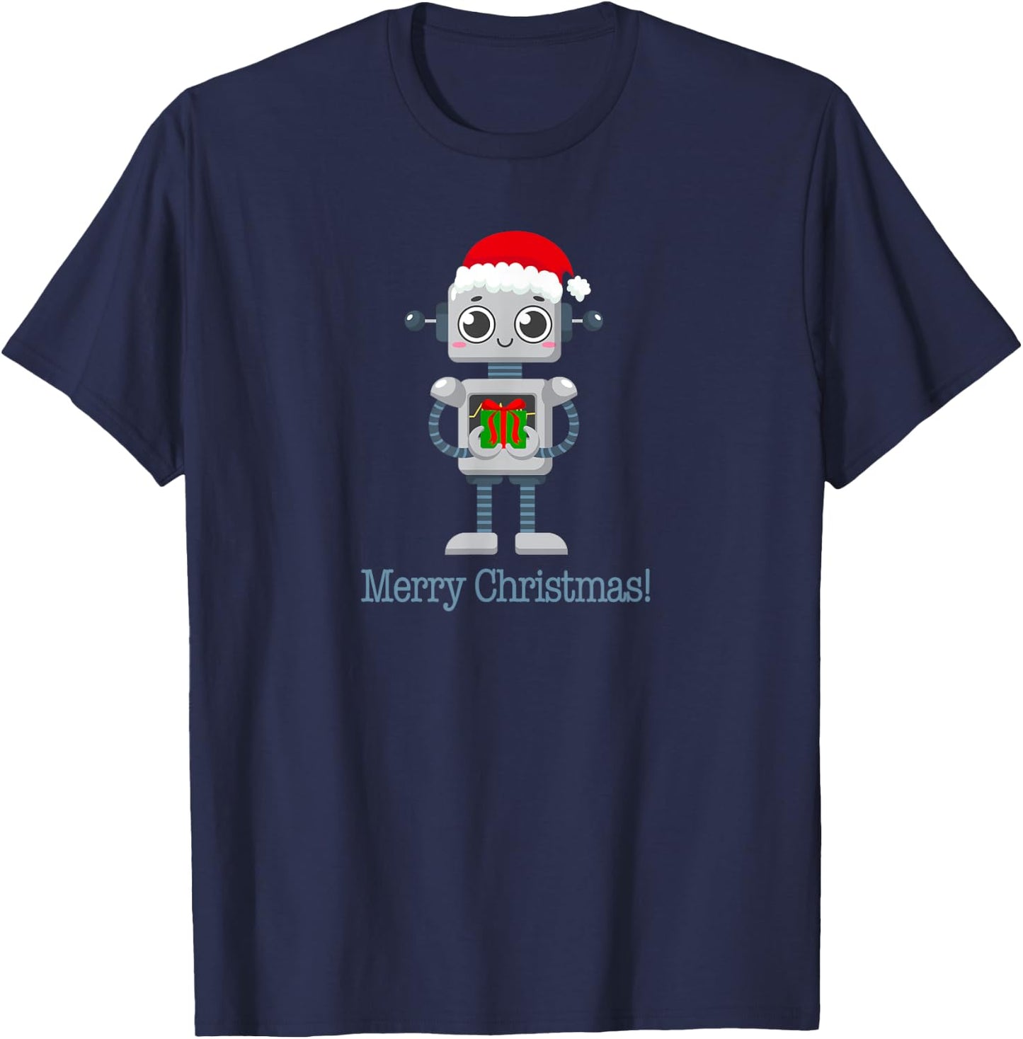 Retro Futurism Christmas Robot saying Merry Christmas T-Shirt - T-Shirt | Navy