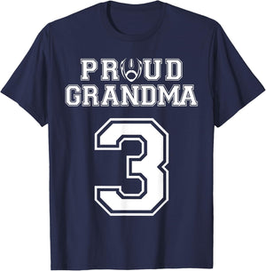 Custom Proud Football Grandma Number 3 Personalized Women T-Shirt - T-Shirt | Navy