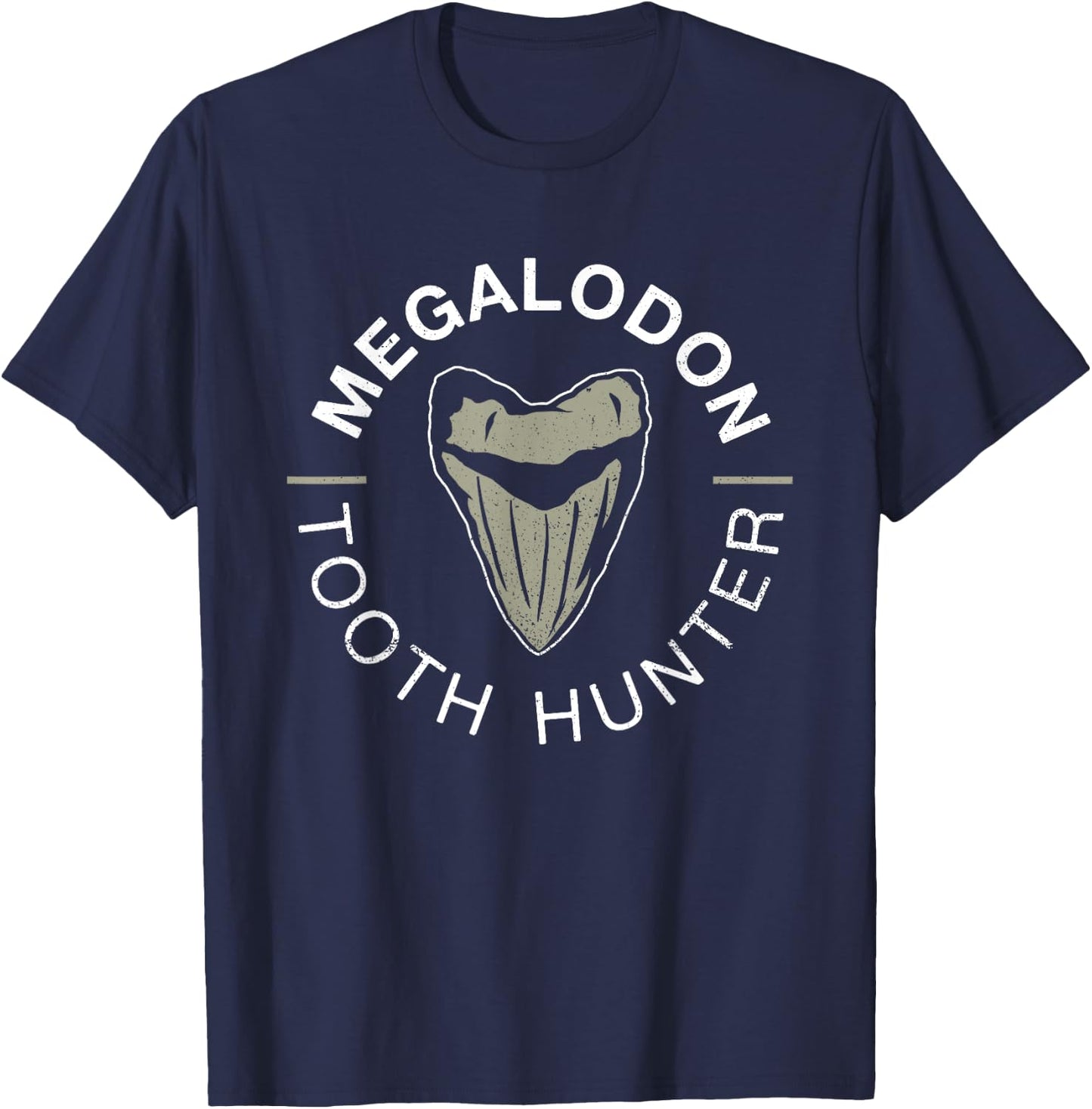Megalodon Tooth Hunter - Megalodon Shark T-Shirt - T-Shirt | Navy