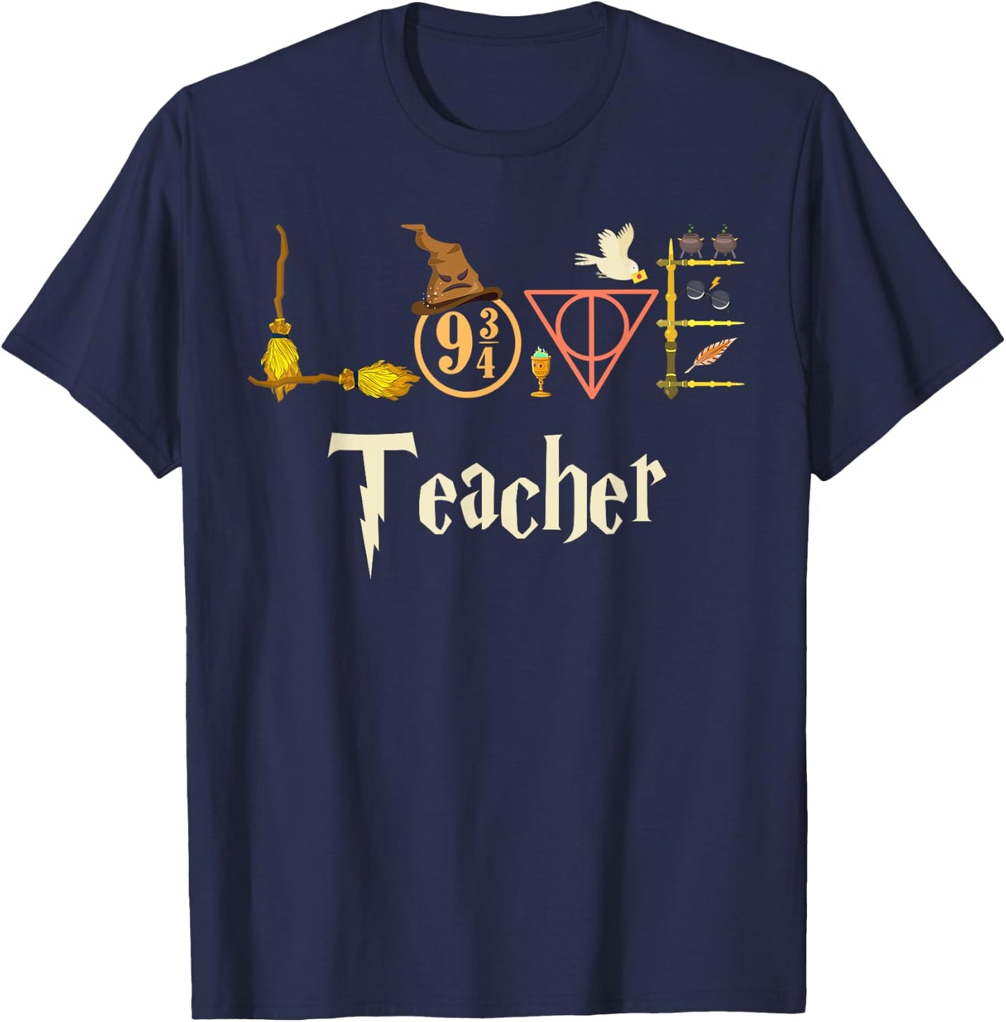 Love Teacher Wizards Back To School Halloween T-Shirt - T-Shirt | Navy