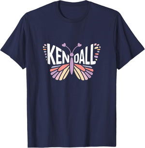 Kendall Butterfly - Personalized Cute Name Word Art T-Shirt - T-Shirt | Navy