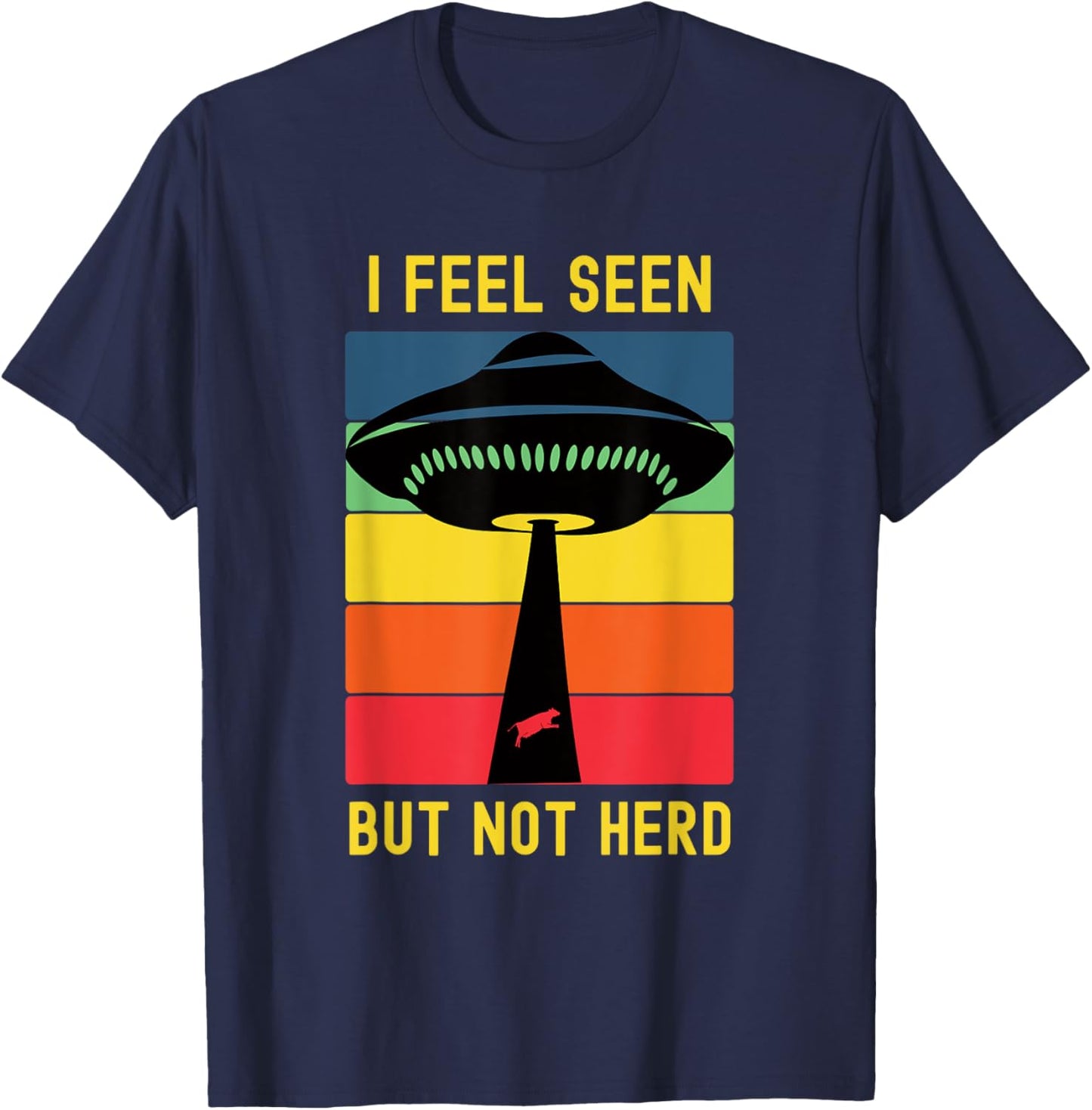 Funny Alien Abduction UFO Extraterrestrial Cow Introvert T-Shirt - T-Shirt | Navy