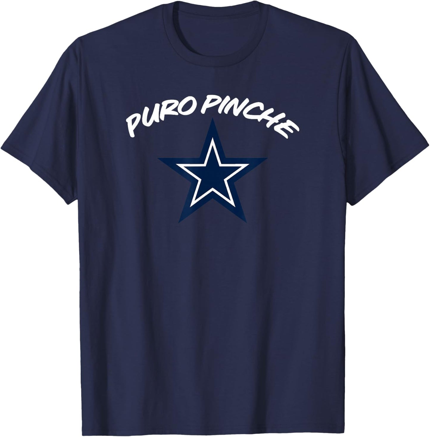 Simple “PURO PINCHE Cowboys” Graphic T-Shirt - T-Shirt | Navy