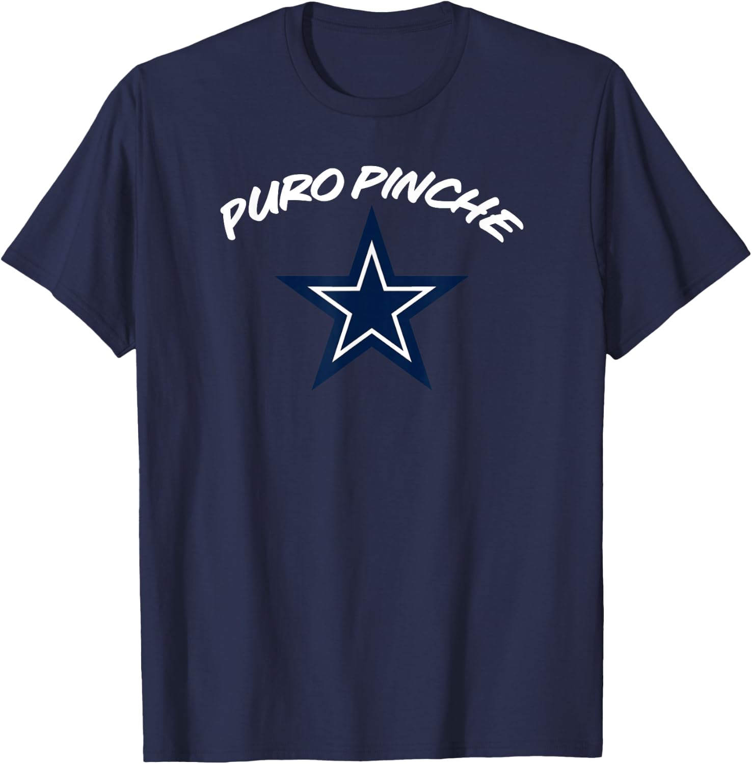 Simple “PURO PINCHE Cowboys” Graphic T-Shirt - T-Shirt | Navy