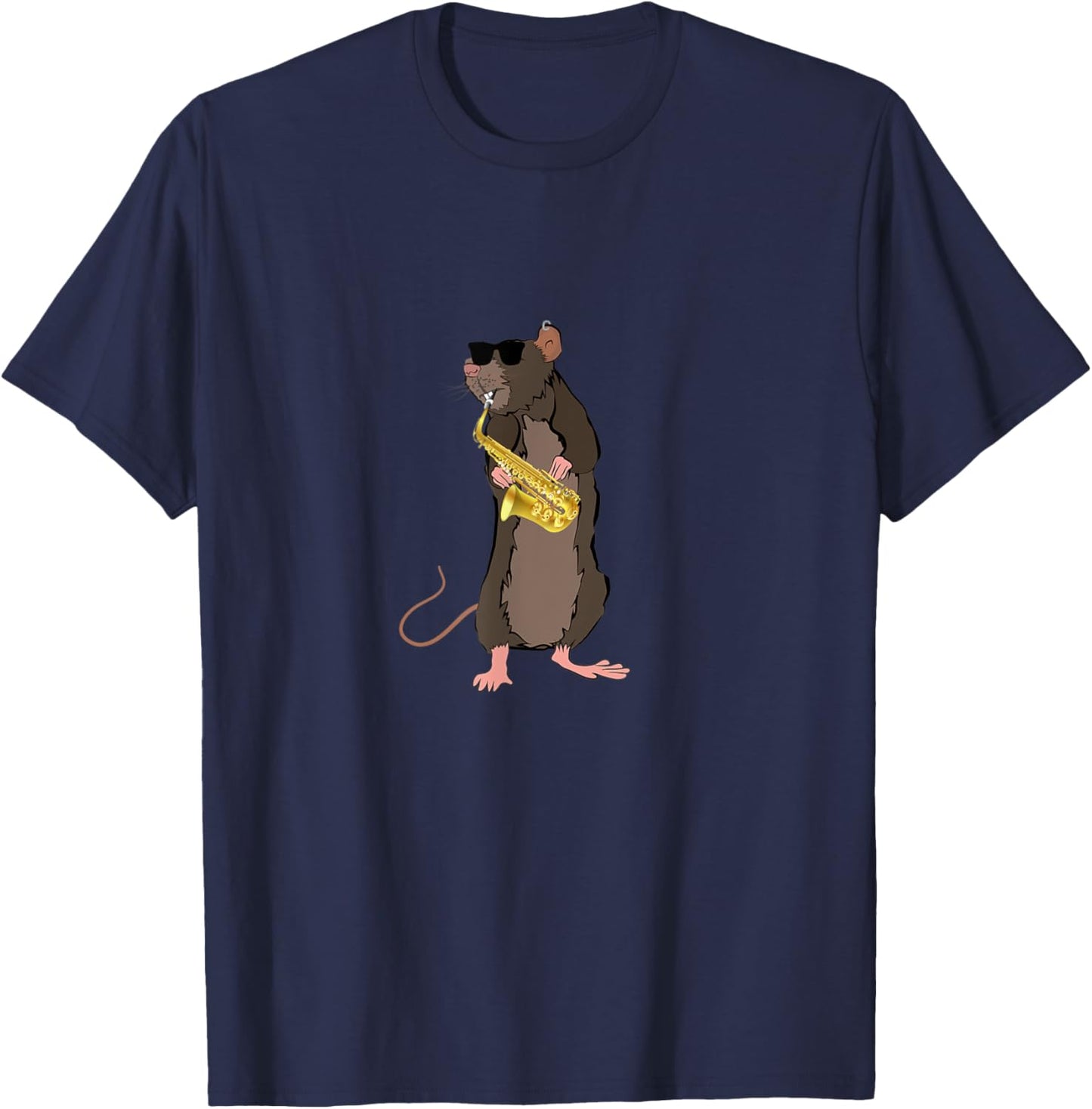 Funny Rat Wearing Sunglasses Playing Saxophone T-Shirt - T-Shirt | Navy