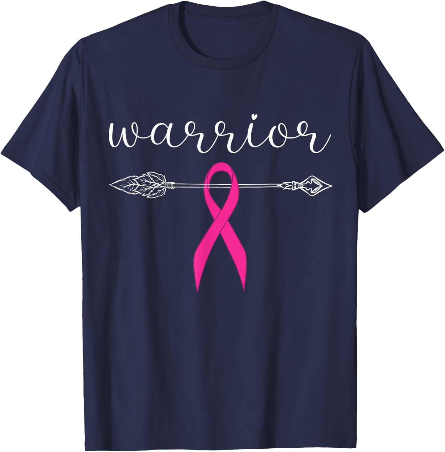 Warrior Survivor Fighter Pink Ribbon Warrior Breast Cancer T-Shirt - T-Shirt | Navy