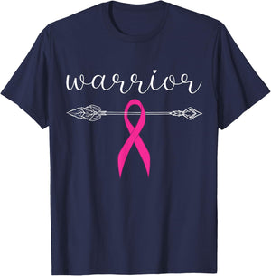 Warrior Survivor Fighter Pink Ribbon Warrior Breast Cancer T-Shirt - T-Shirt | Navy