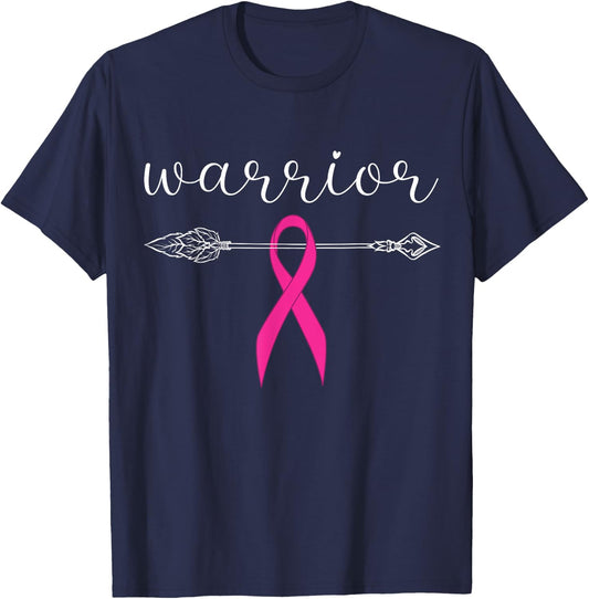 Warrior Survivor Fighter Pink Ribbon Warrior Breast Cancer T-Shirt - T-Shirt | Navy