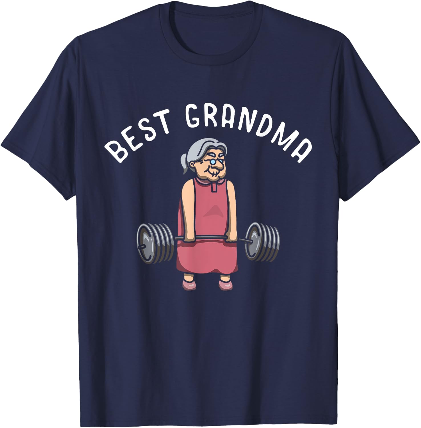 Best Grandma Weightlifter Bodybuilder Grandmother Workout T-Shirt - T-Shirt | Navy