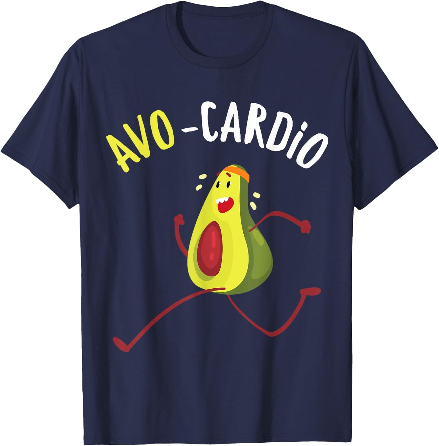 Funny Avo-Cardio Pun Workout Running Avocado T-Shirt - T-Shirt | Navy