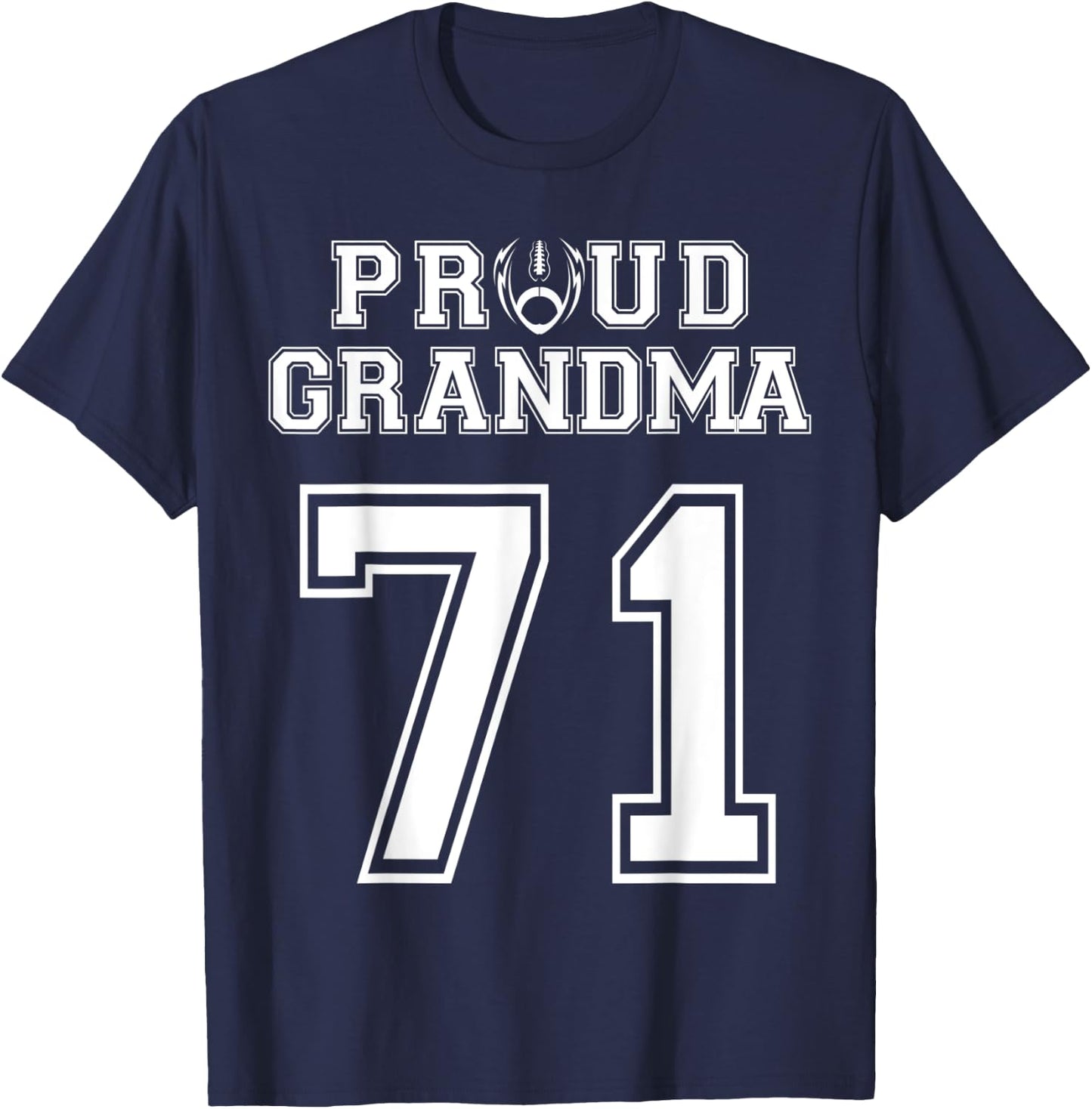 Custom Proud Football Grandma Number 71 Personalized Women T-Shirt - T-Shirt | Navy