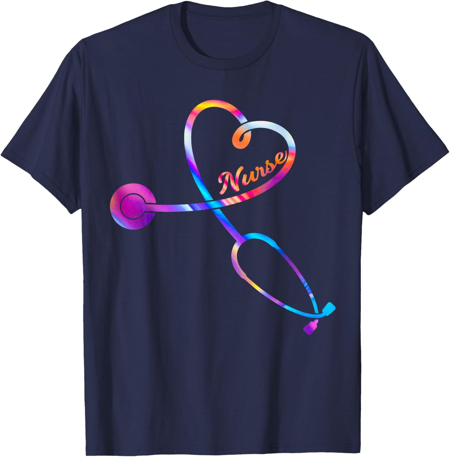 Nurse Stethoscope Heartbeat EKG Nursing Student Graduation T-Shirt - T-Shirt | Navy