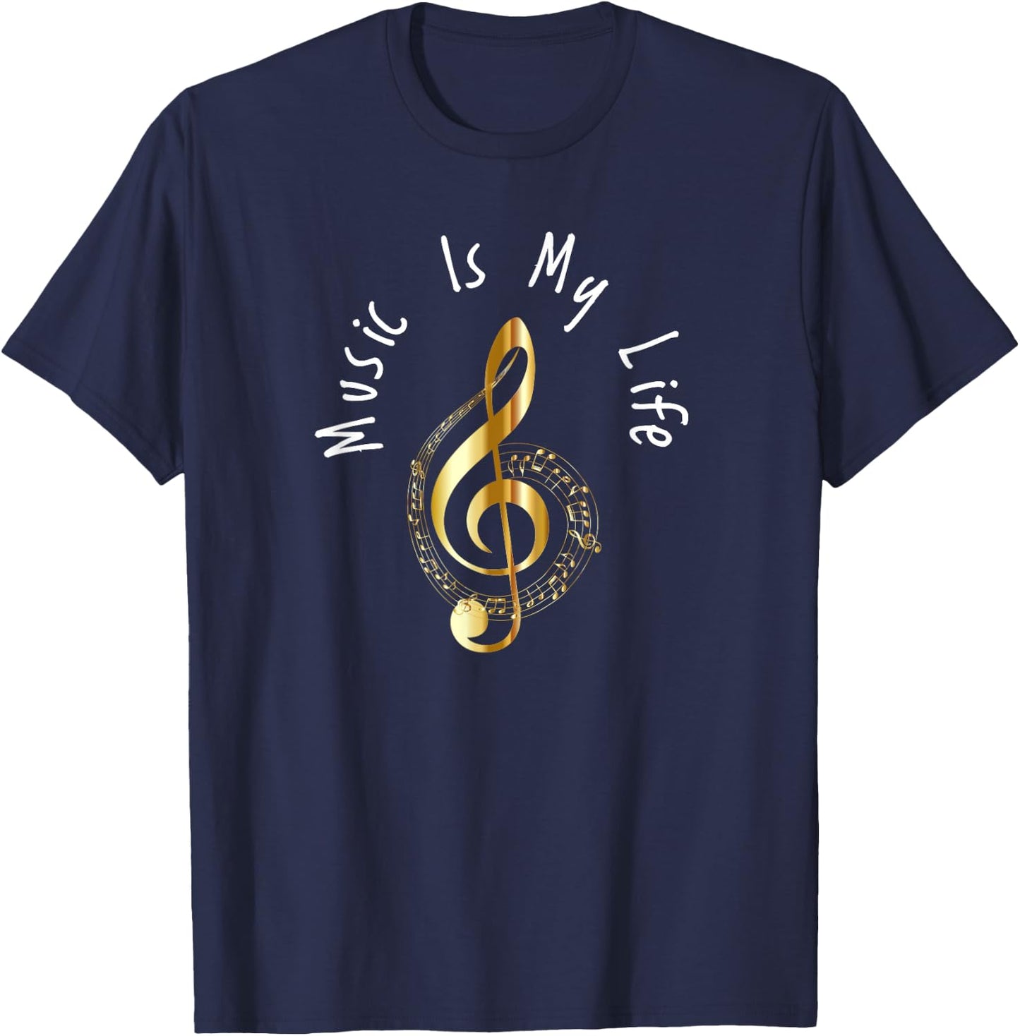 Music Is My Life Musical Note T-Shirt - T-Shirt | Navy