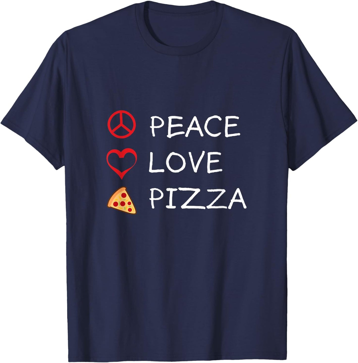 Peace Love Pizza Hippie Italian Foodies Funny Humor T-Shirt - T-Shirt | Navy