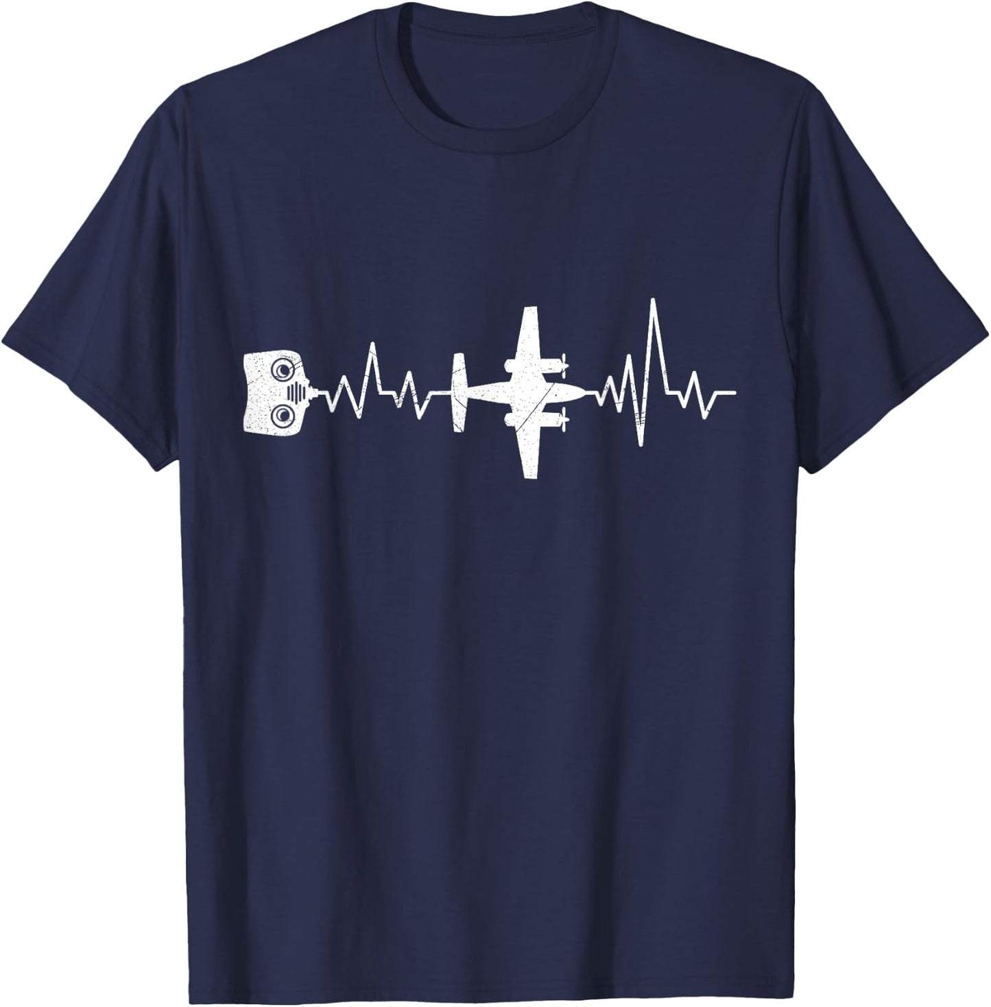 RC Aviator Heartbeat RC Aeroplane Pilot Model Plane T-Shirt - T-Shirt | Navy