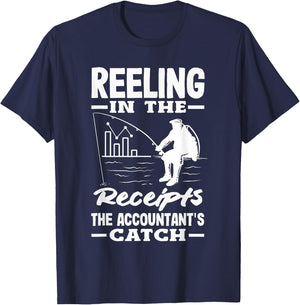 Reeling In The Receipts The Accountant's Catch Fishing T-Shirt - T-Shirt | Navy