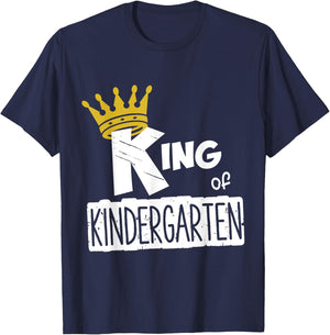 Kids King of Kindergarten Happy First Day of School Boys T-Shirt - T-Shirt | Navy