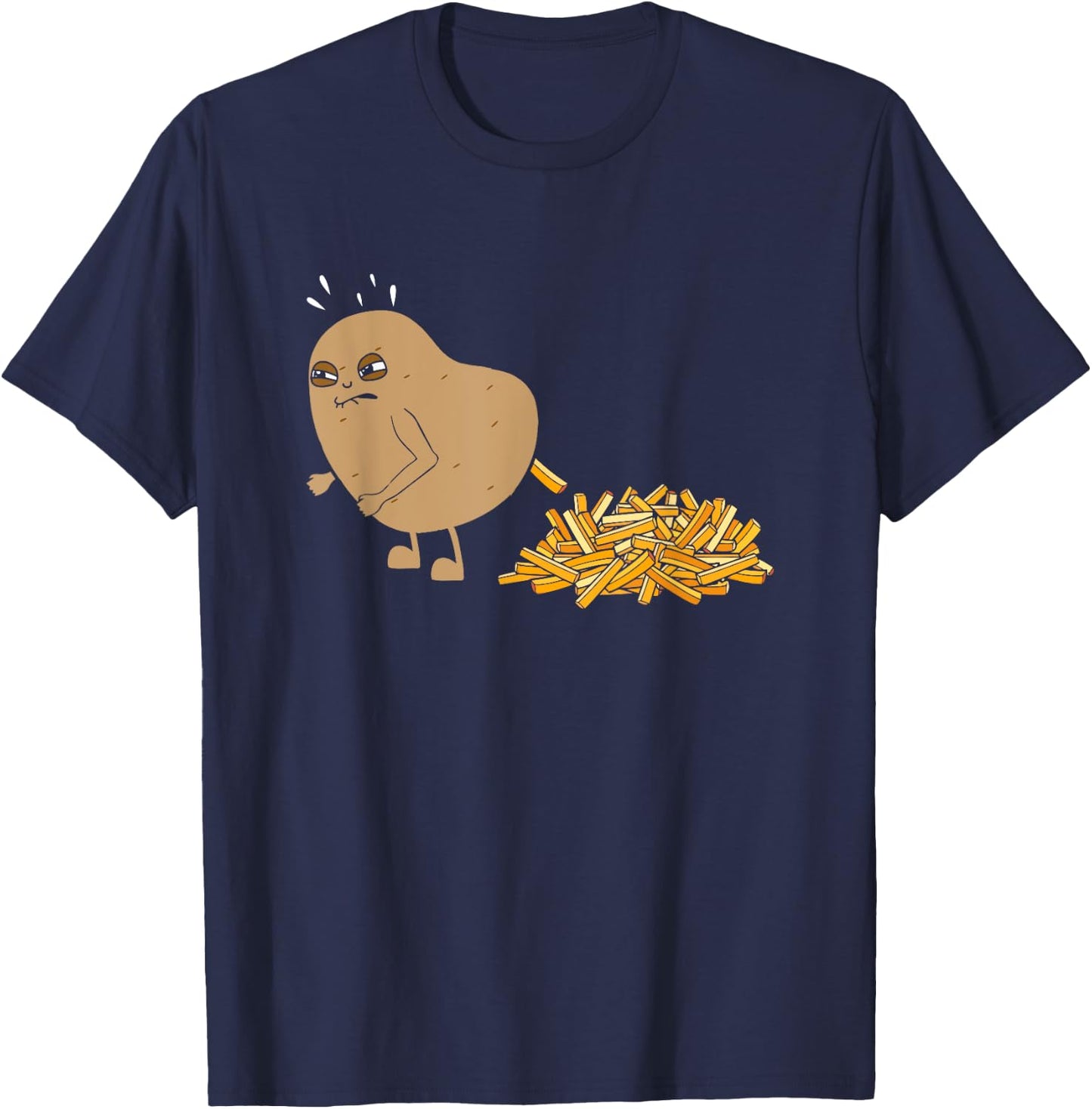 Potato Pooping Fries Funny French Fries Potato Lover T-Shirt - T-Shirt | Navy