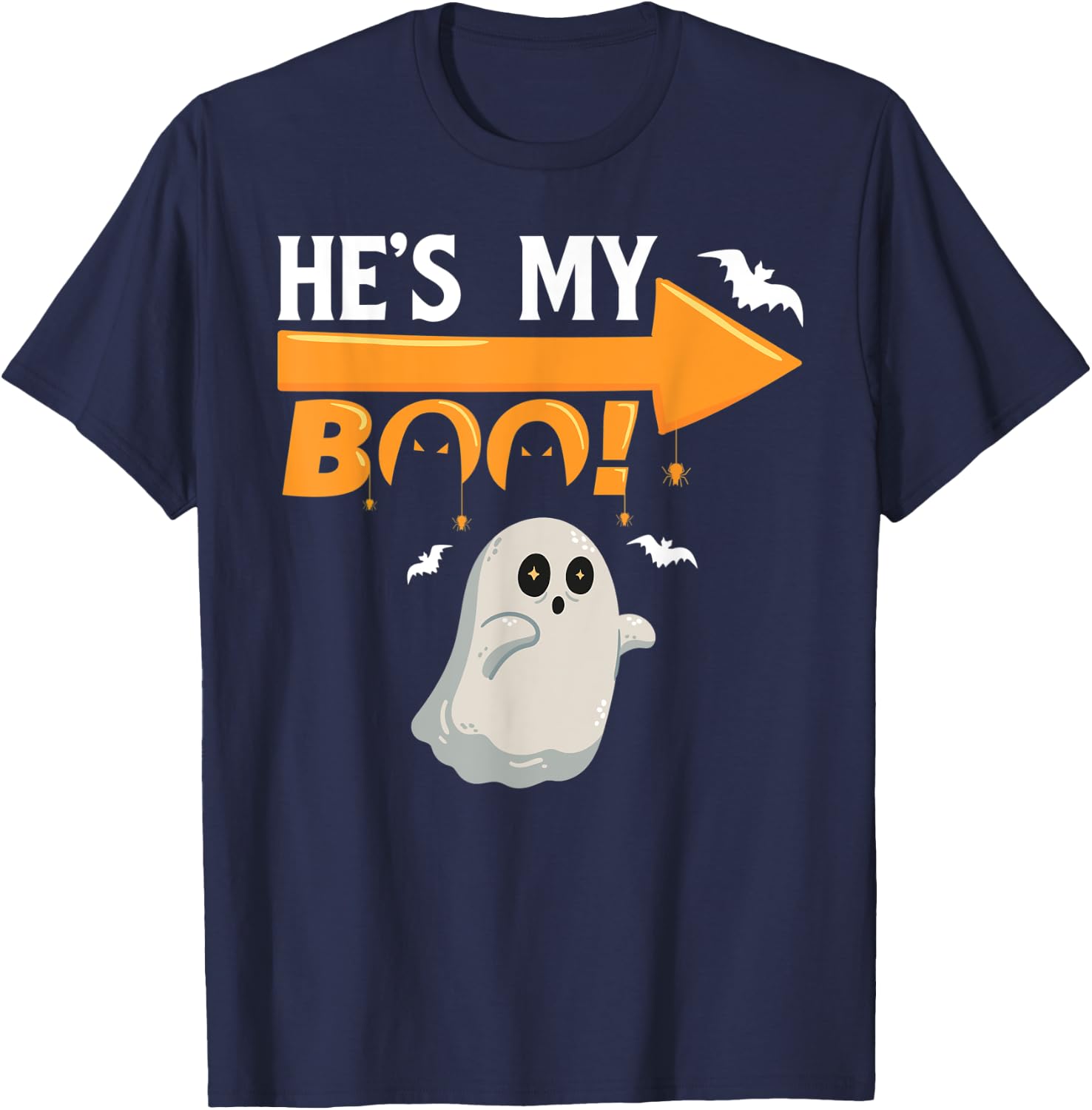 He's My Boo Cute Funny Matching Couple Halloween Costumes T-Shirt - T-Shirt | Navy