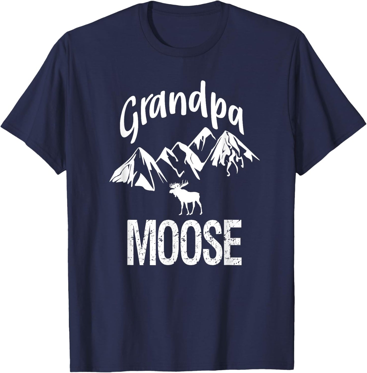 Grandpa Moose Grandfather Moose Woodland Animal T-Shirt - T-Shirt | Navy