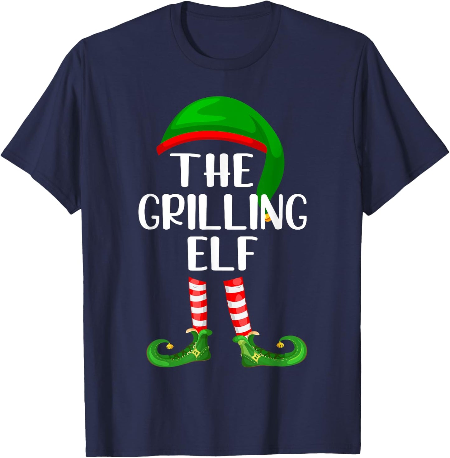 Funny The Grilling Elf Matching Family Christmas T-Shirt - T-Shirt | Navy