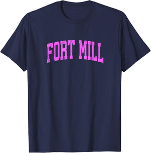Fort Mill South Carolina SC Vintage Athletic Sports Pink Des T-Shirt - T-Shirt | Navy