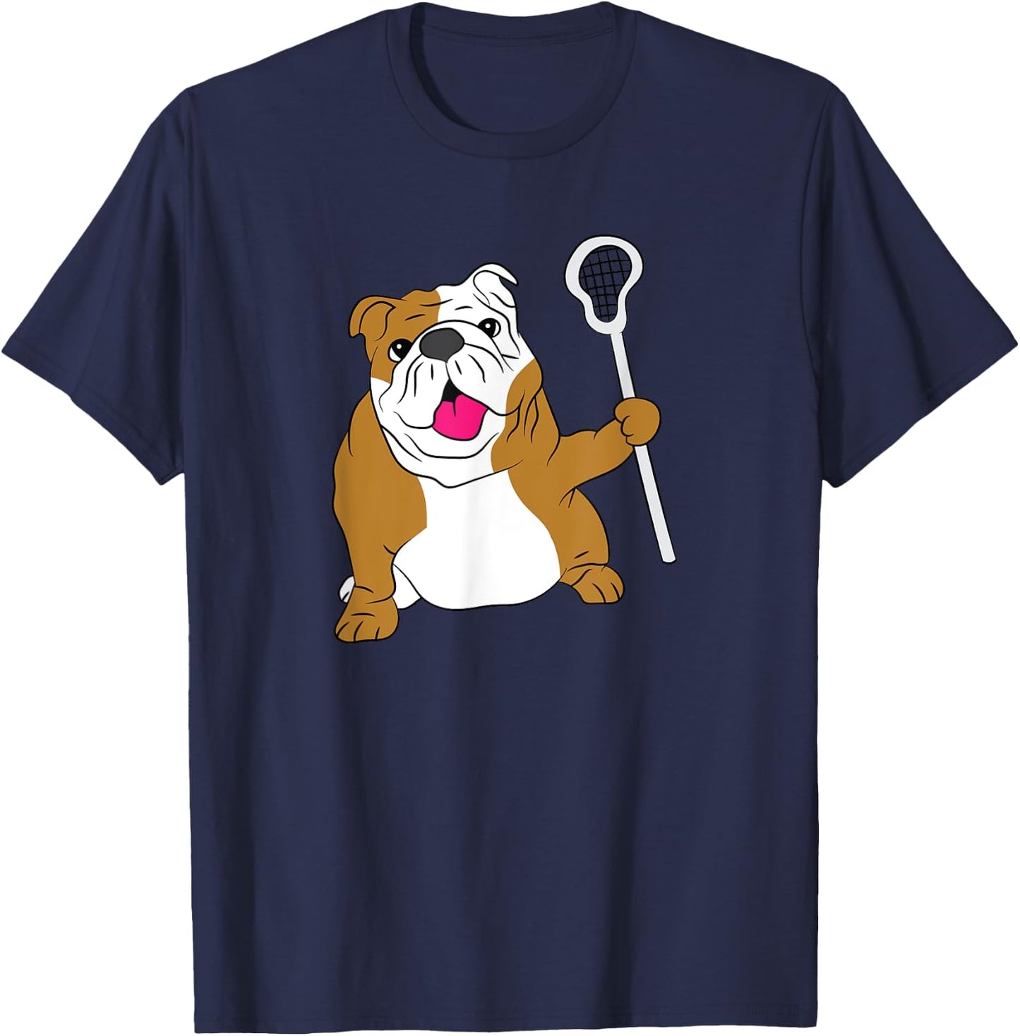 Bulldog Dog Lacrosse Design LAX Dad T-Shirt - T-Shirt | Navy